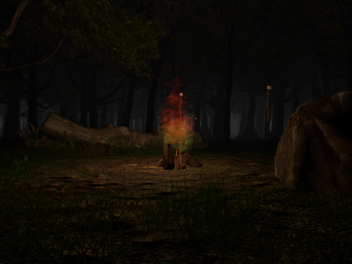 A fireplace in the woods