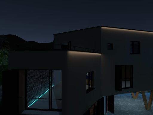 Modern House under Moon