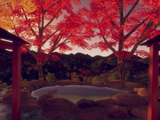 秋の夕方山見温泉 Yamami Hot Spring （Autumn Evening）